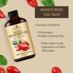 Handcraft Blends rosehip oil applied to skin showing quick nourishment benefit