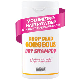 Handmade Heroes front label showing natural dry shampoo benefits