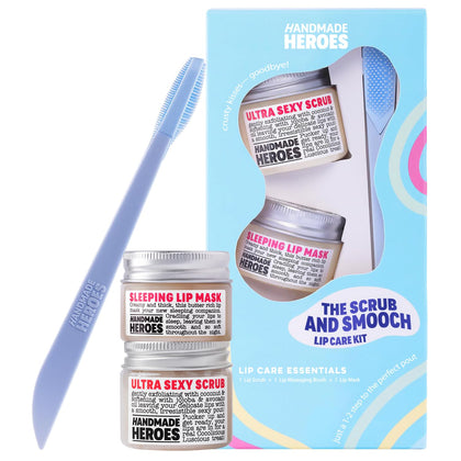 Handmade Heroes front packaging showing coconut lip kit benefits