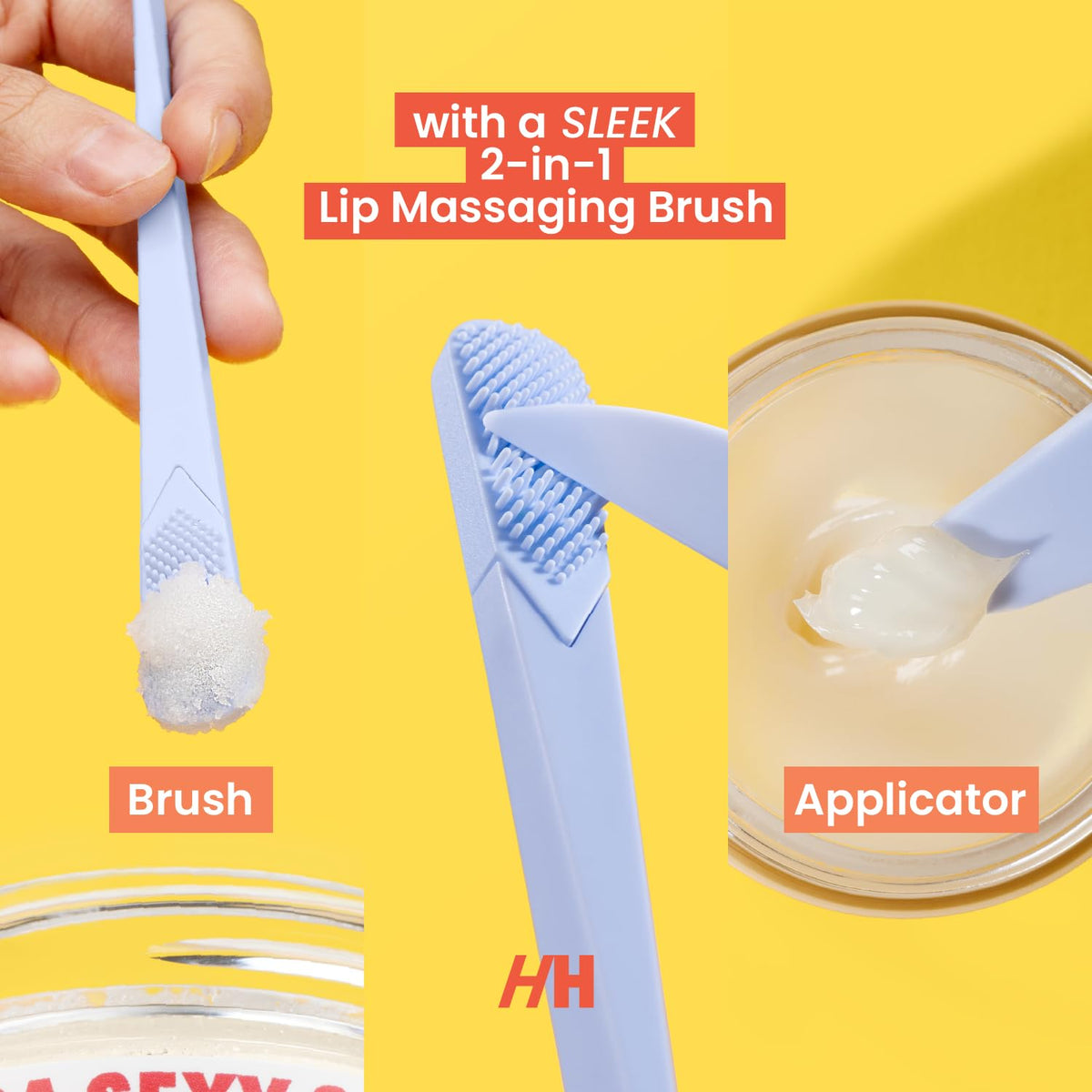 Handmade Heroes silicone brush applying lip mask for smooth hydration