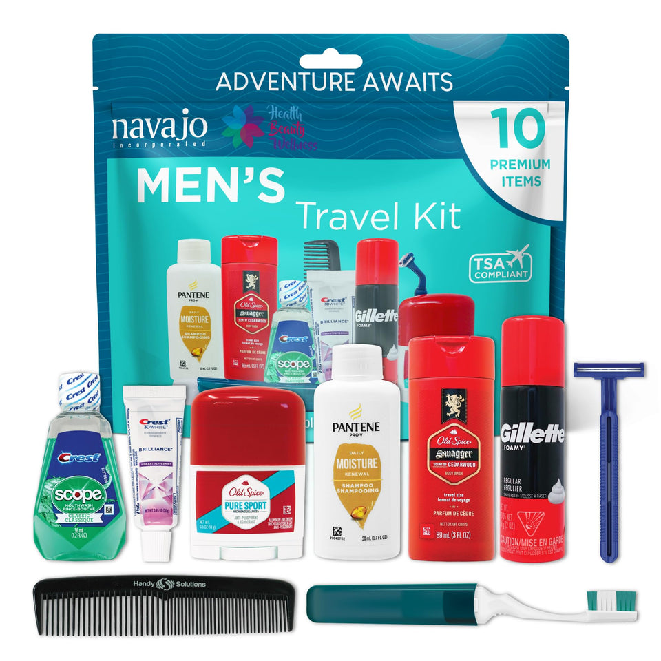 Handy Solutions front packaging showing kit and clear resealable bag benefit: easy airport screening