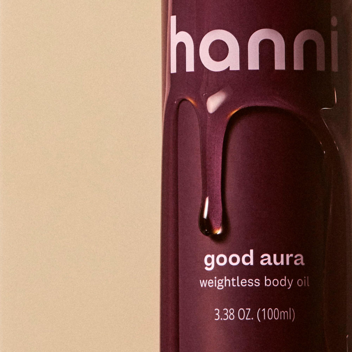 HANNI label close-up highlighting clean, vegan ingredient claims