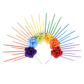 HANSAMU front view rainbow halo headband showing colors and fit for bold looks
