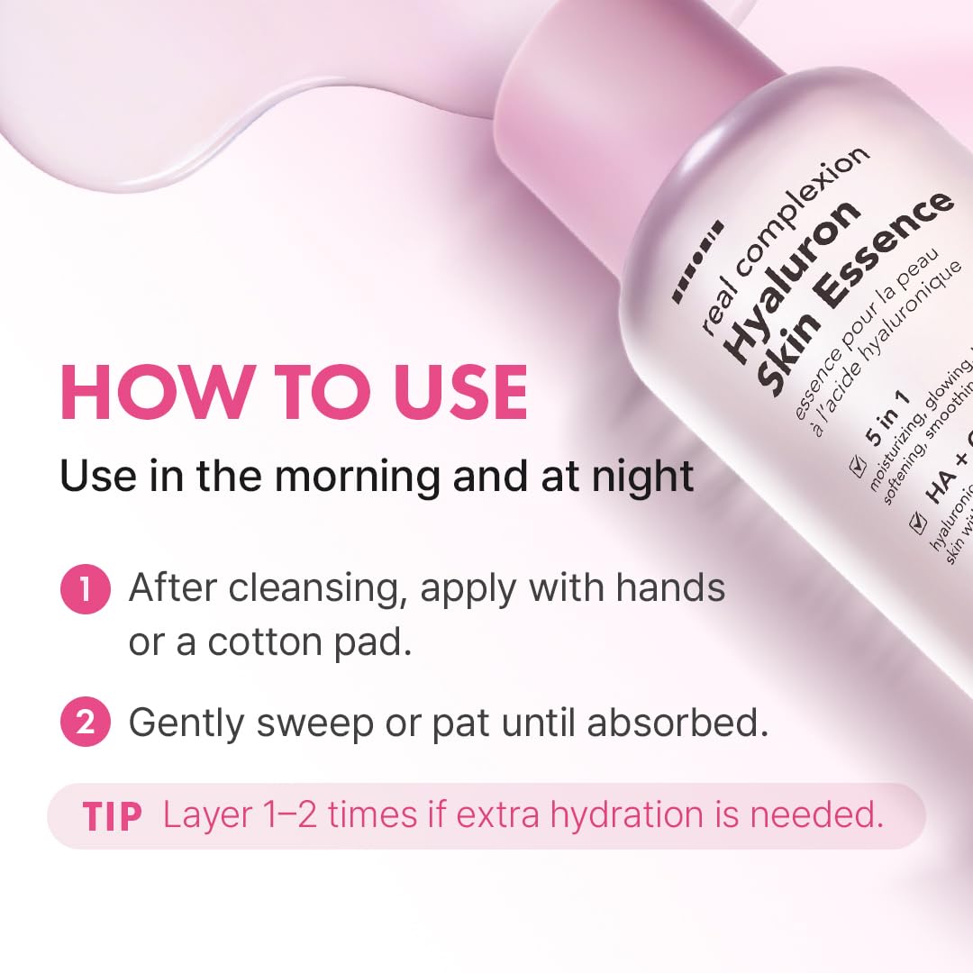 Hanskin before and after skin showing dewy, smoother appearance