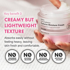 Hanskin label close-up highlighting active ingredients and gentle formulation