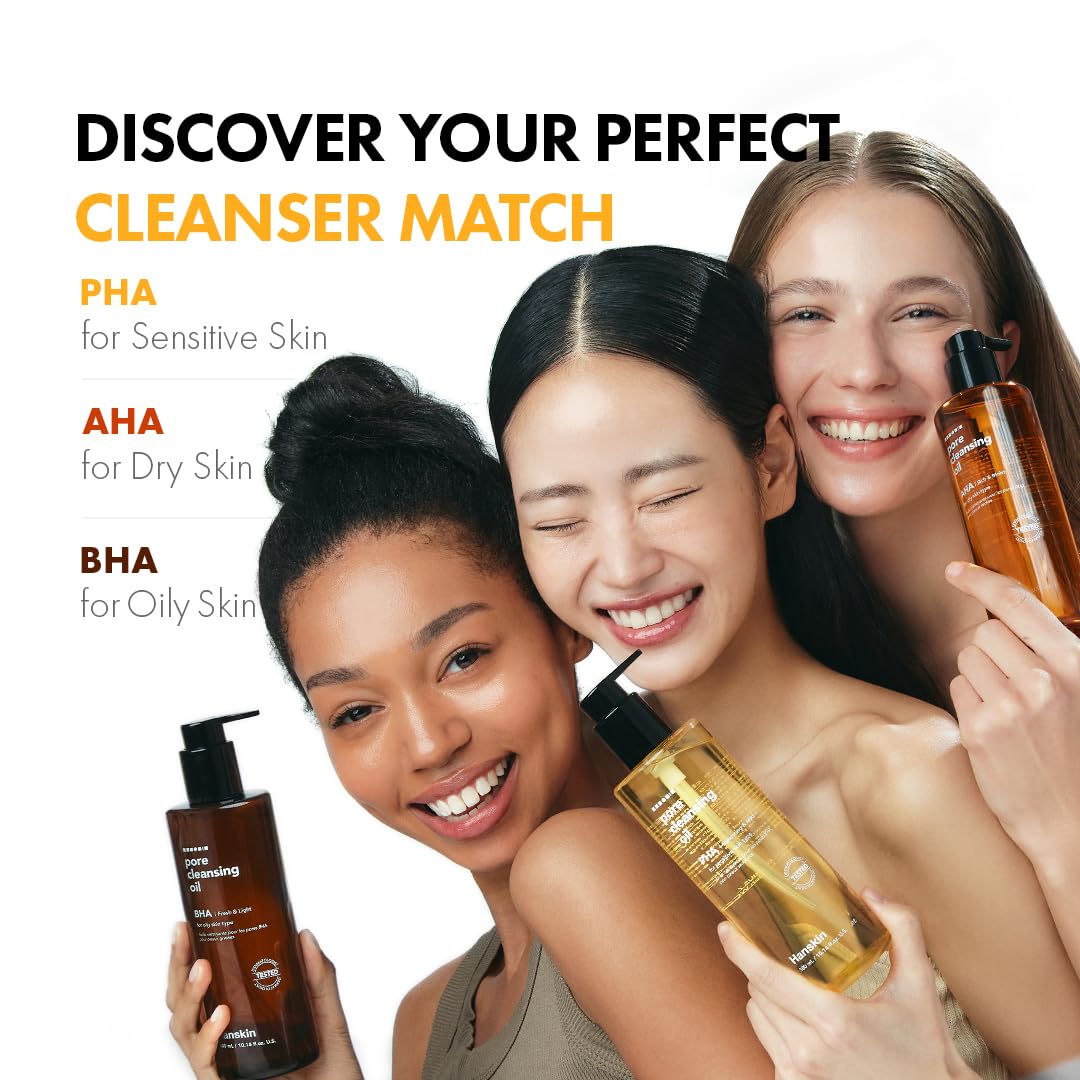 Hanskin on bathroom counter suggesting daily double-cleansing routine
