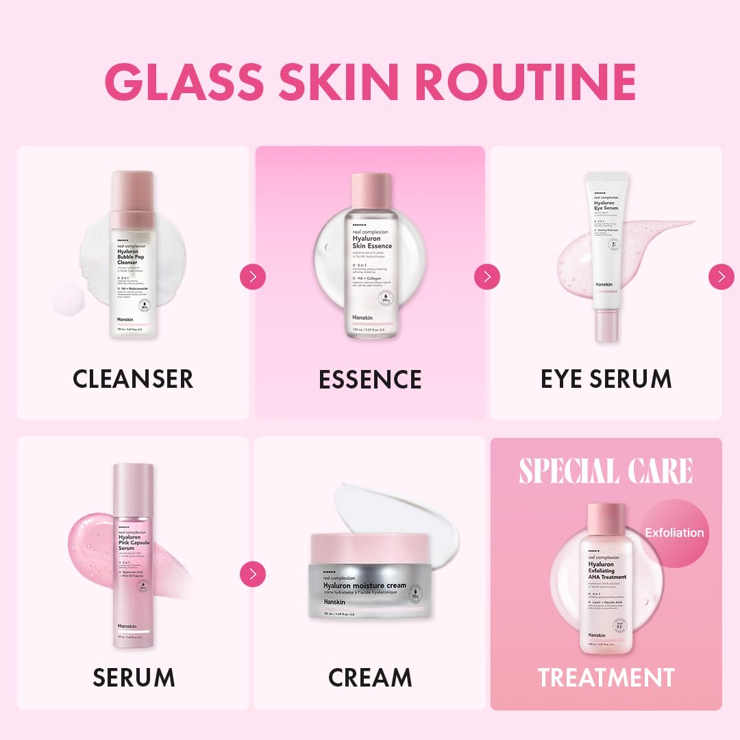 Hanskin bottle in daytime routine lifestyle emphasizing radiant skin