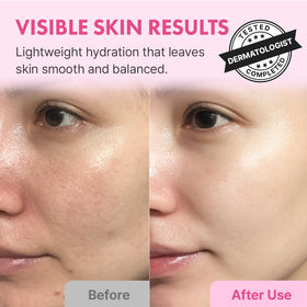 Hanskin pink hyaluron liquid close-up emphasizing lightweight hydration