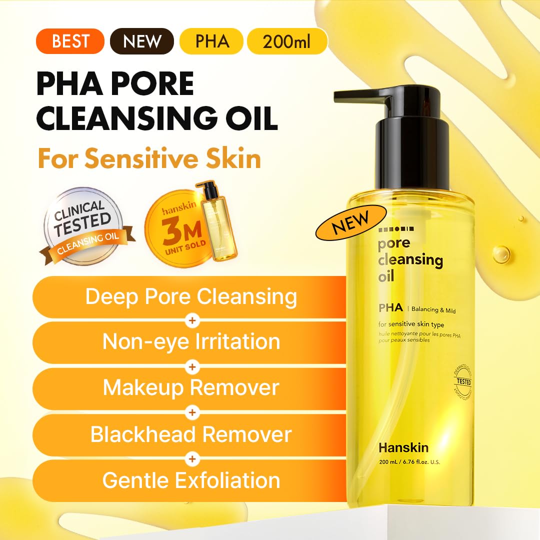 Hanskin texture close-up gel-oil showing silky spreadability and hydration
