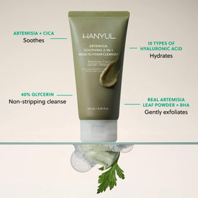 Artemisia powder detail image in product to show gentle physical clarifying benefit