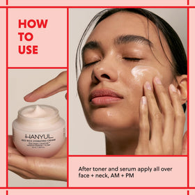 Hanyul jar on vanity styled in bathroom to show daily routine boost