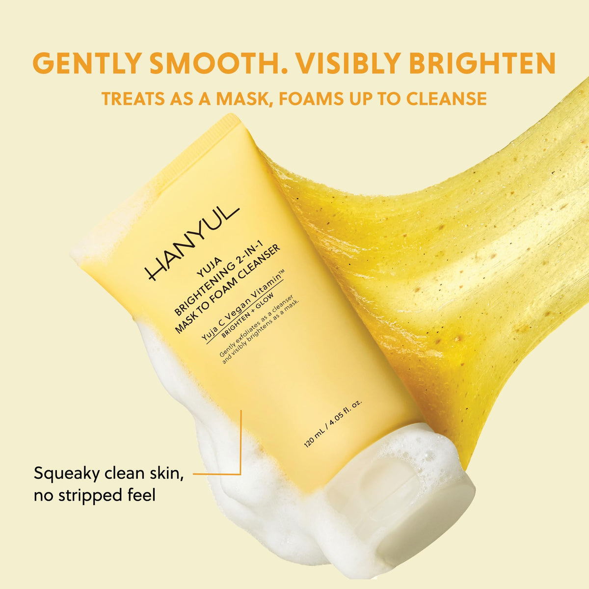 Hanyul yuja texture close-up displaying jammy mask and exfoliating particles
