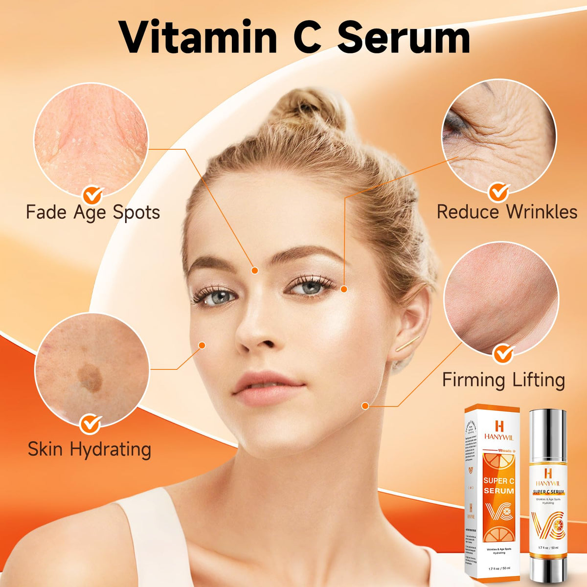 HANYWIL glass dropper dispensing serum, demonstrates controlled application benefit