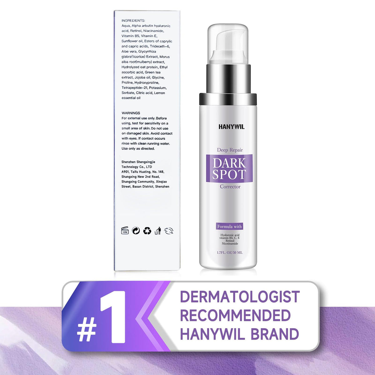 HANYWIL serum texture spread on hand showing lightweight hydration and absorbency