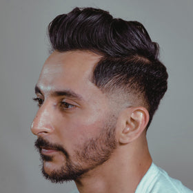 Hanz de Fuko styled side profile model showing natural medium shine and hold benefit