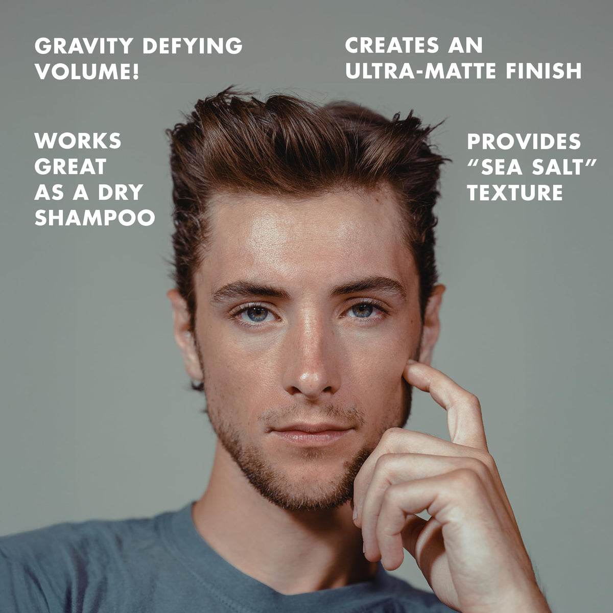 Hanz de Fuko product on fingertips ready to apply for instant root volume