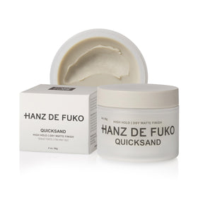 Hanz de Fuko front jar showing compact travel packaging and matte styling benefit
