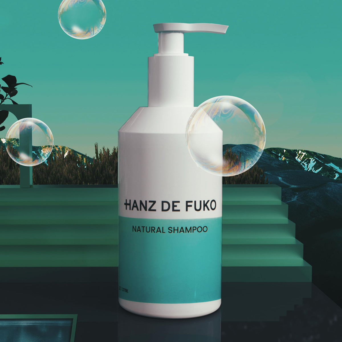 Hanz de Fuko bottle next to ruler showing 8 oz travel-friendly size
