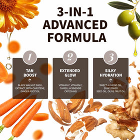 HAOTIME with ingredients display featuring beta-carotene and oils