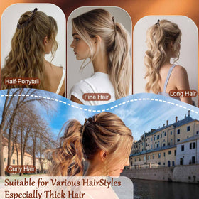 Hapdoo clip holding voluminous ponytail for long hair support