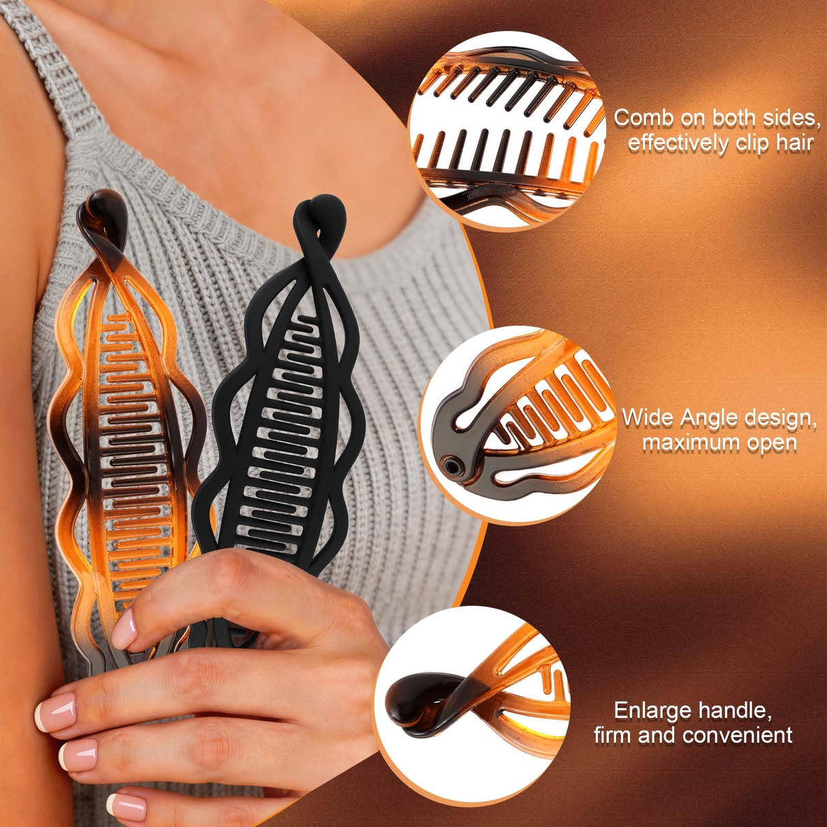 Hapdoo two-clip set in packaging showing included black and tortoise colors