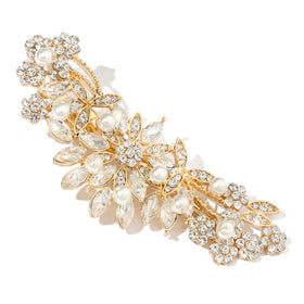 Hapibuy gold hair comb front view showing elegant floral design and shine