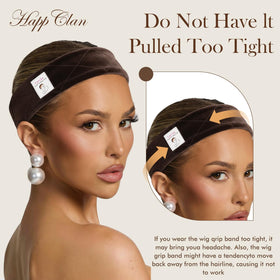 HappClan lifestyle shot of woman wearing wig band for confident all-day wear