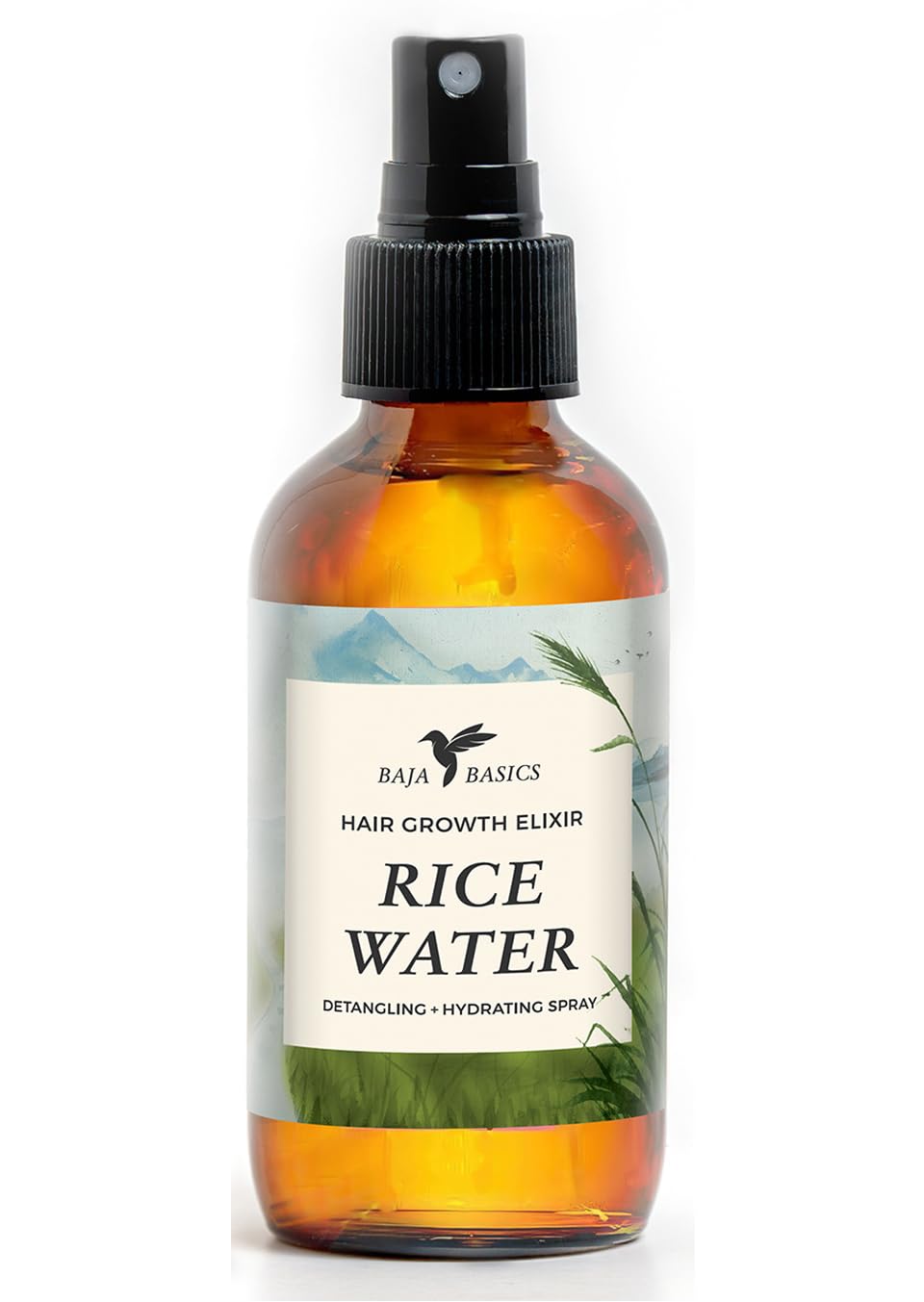 HAPPIE HUMMINGBYRD front packaging showing rice water spray benefits