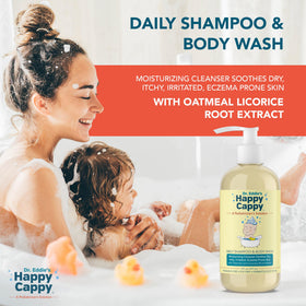 Happy Cappy active ingredient display with licorice root and apple extracts soothing redness