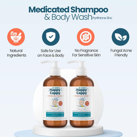 Happy Cappy close-up label with active ingredient and claims