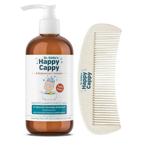 Happy Cappy front bottle showing label and 8 fl oz size, clear calming benefit