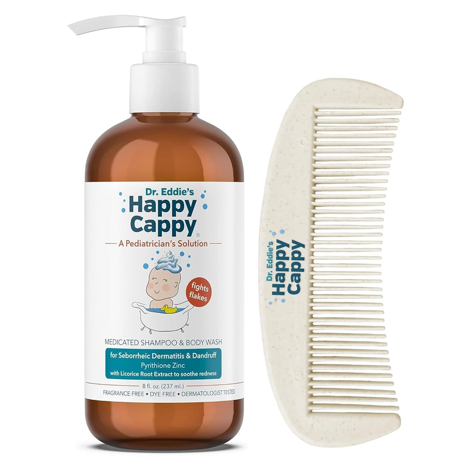 Happy Cappy front bottle showing label and 8 fl oz size, clear calming benefit