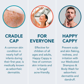 Happy Cappy in use during infant bath illustrating safe cradle cap care