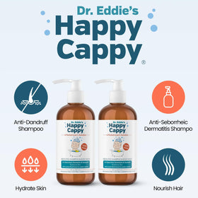 Happy Cappy shampoo pouring to show gentle creamy texture