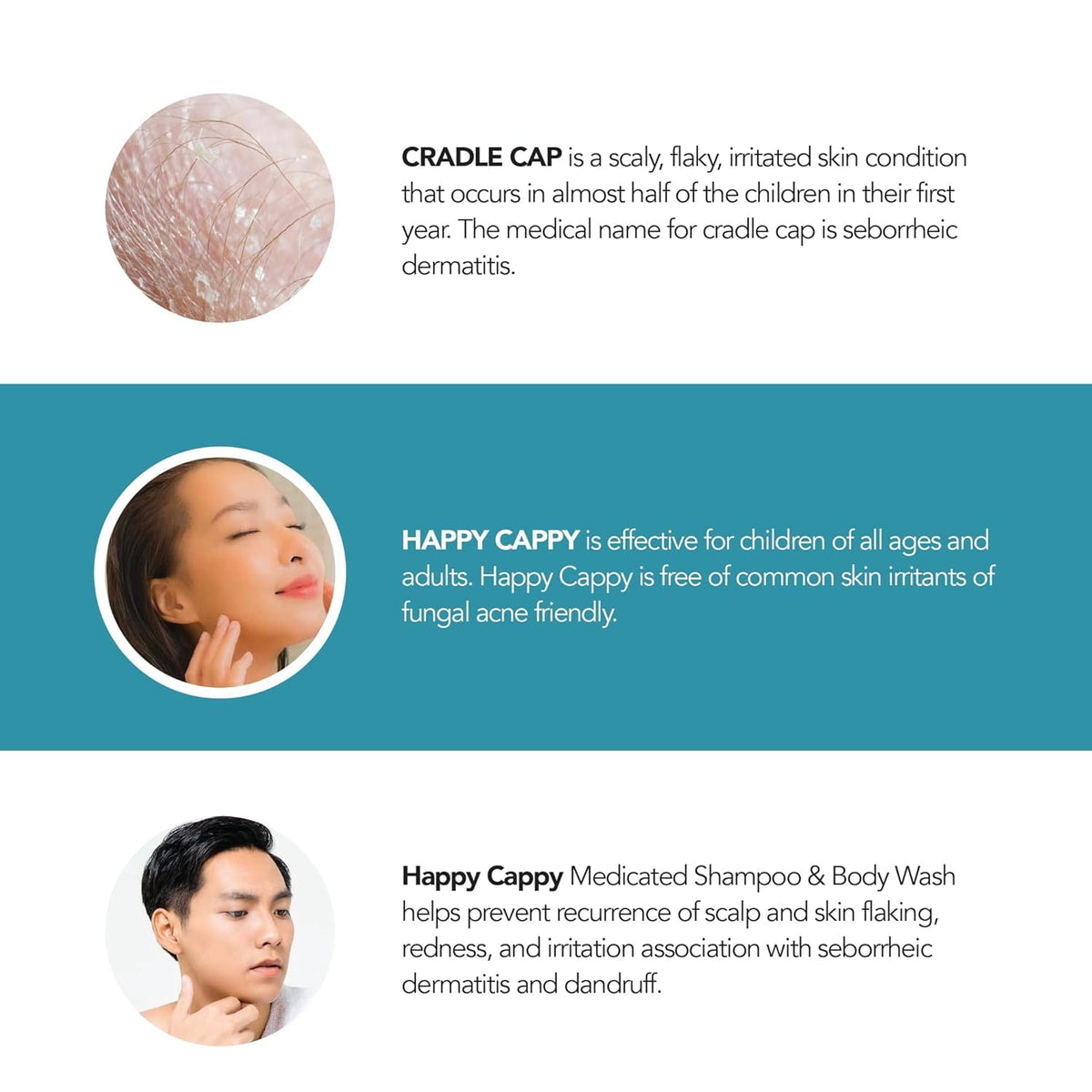 Happy Cappy combing baby scalp in bath to remove flakes and soothe skin