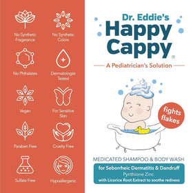 Happy Cappy being massaged on baby scalp to reduce flakes