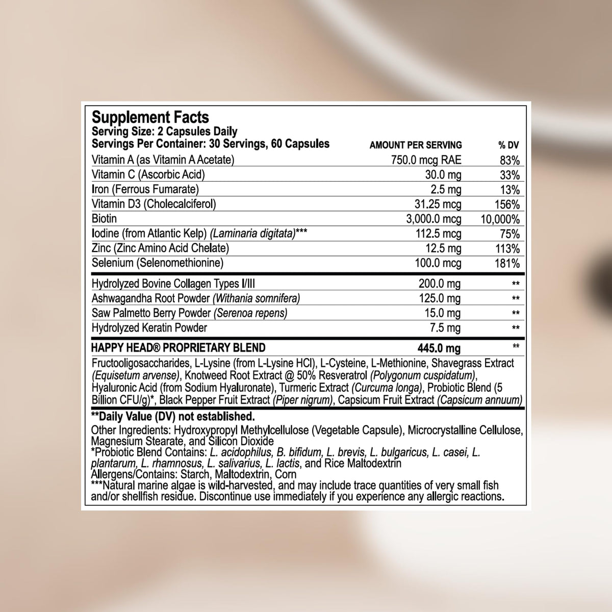 Happy Head bottle top seal detail to show tamper-evident packaging for safety