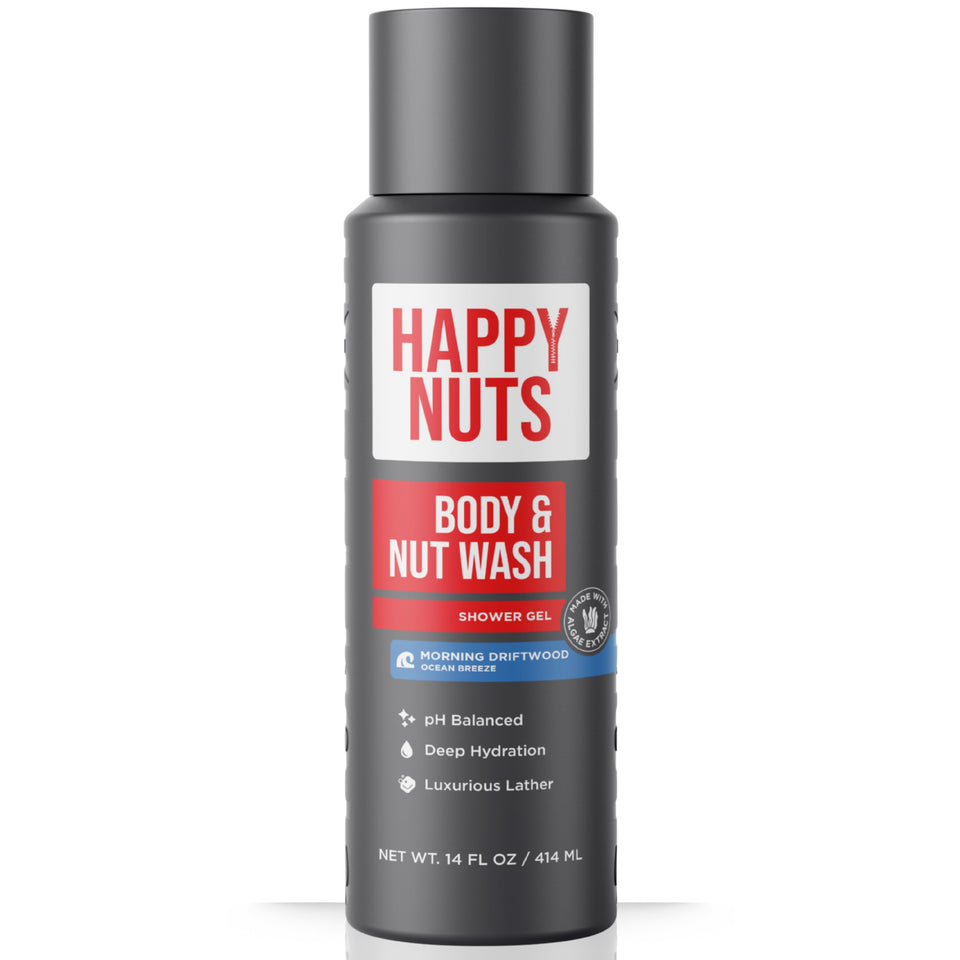 HAPPY NUTS front packaging showing bottle and label with clear product view and benefit