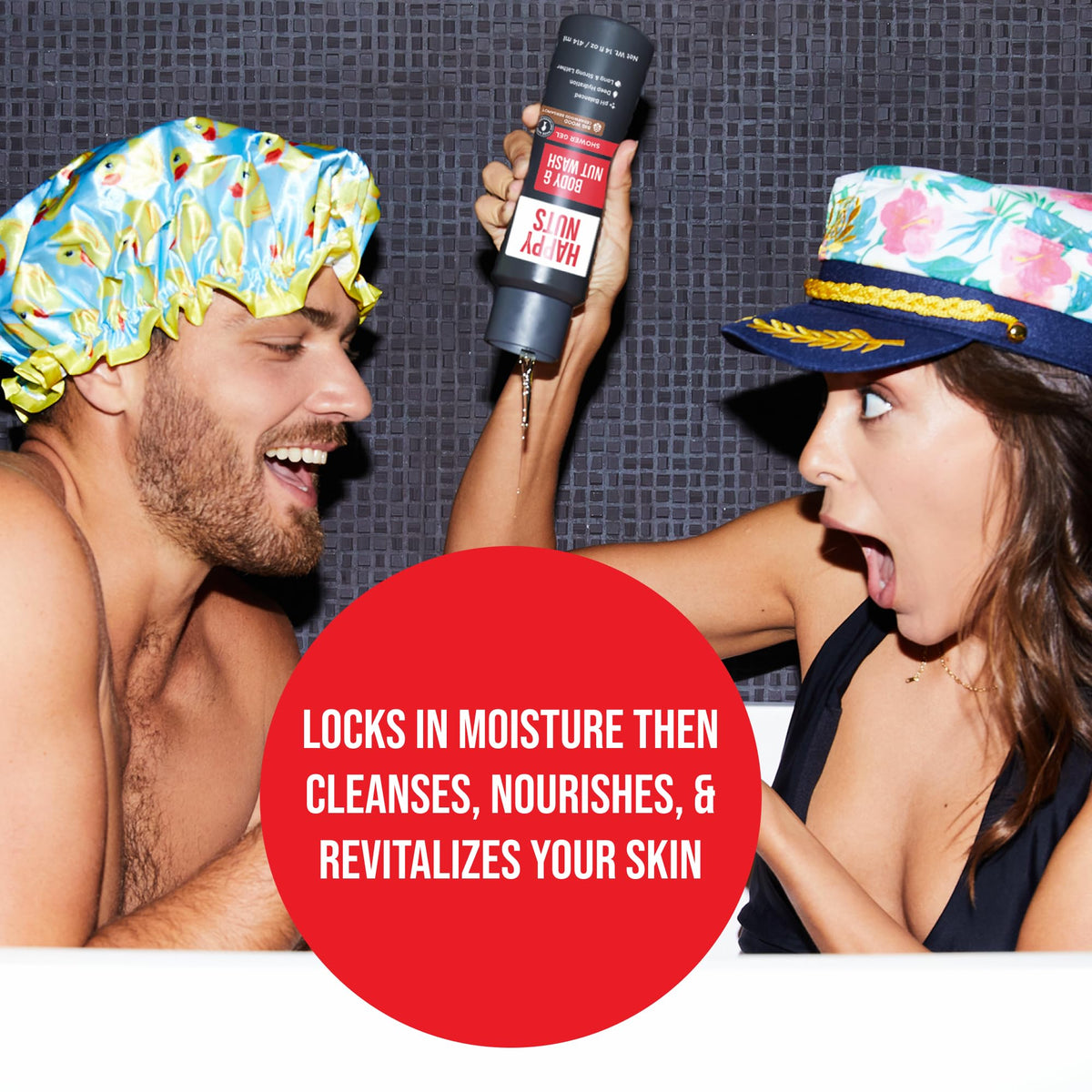 HAPPY NUTS label close-up highlighting ingredients and clean formulation benefits