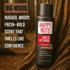 HAPPY NUTS creamy lather texture demonstrating gentle hydration and deep clean