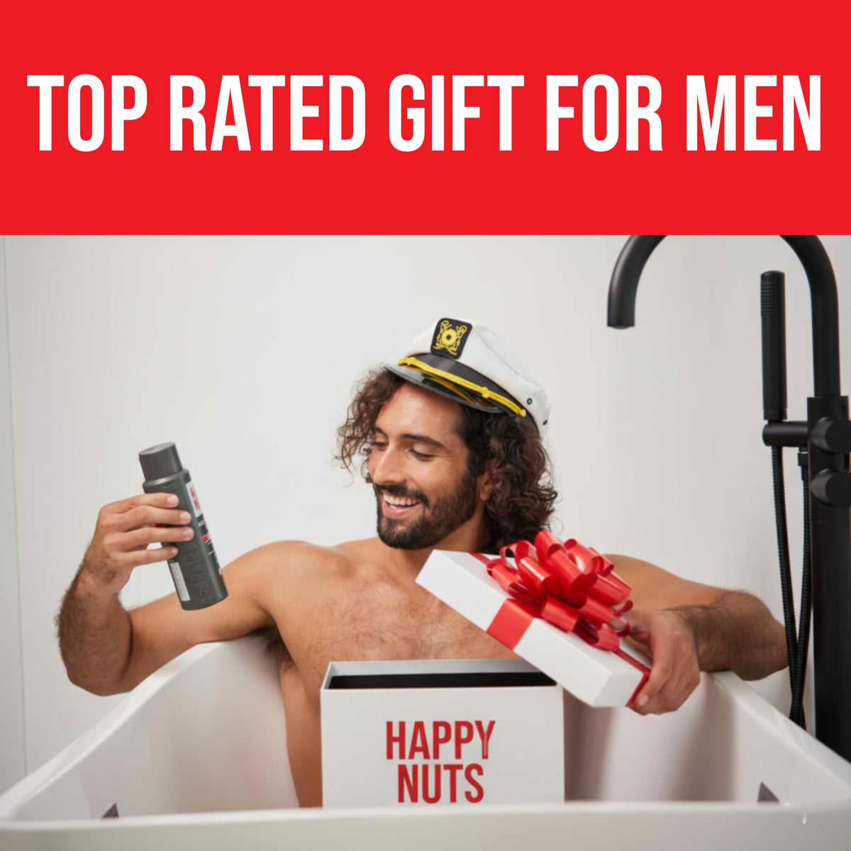 HAPPY NUTS pump dispensing gel onto hand demonstrating easy use and controlled amount