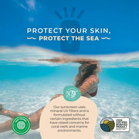 Happy Ocean tinted mineral sunscreen applied on hand to show natural finish