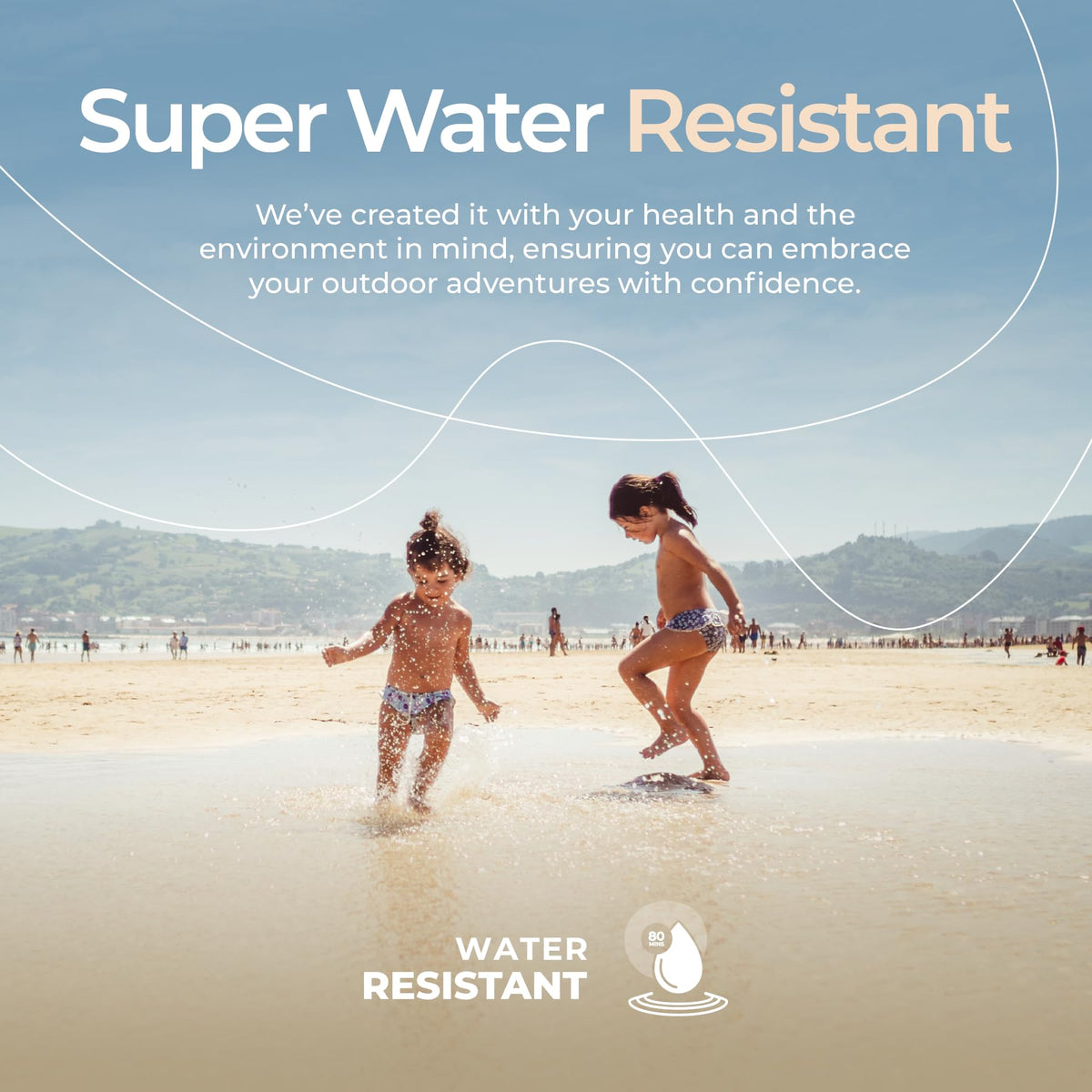 Happy Ocean family at beach using sunscreen demonstrating protection during play