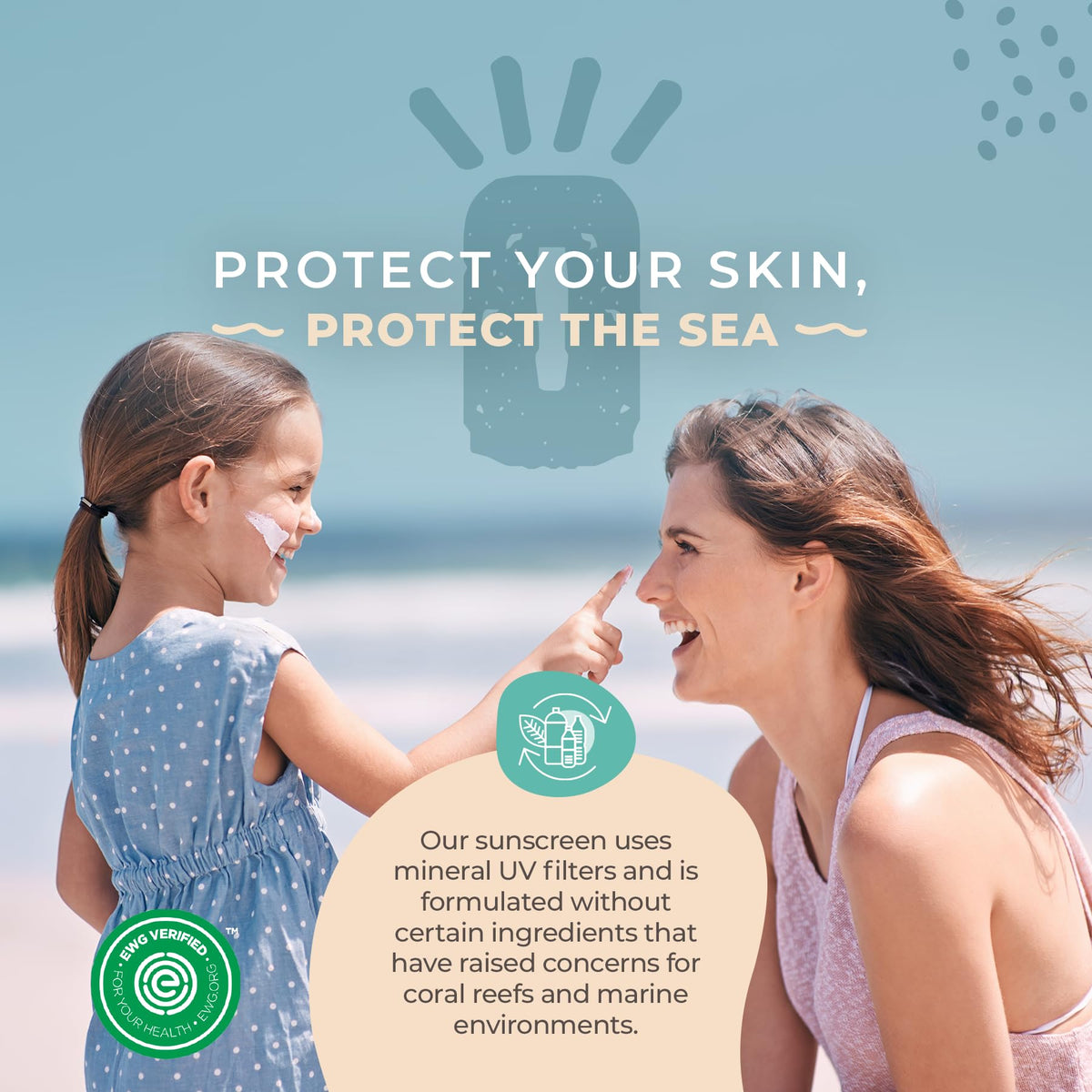 Happy Ocean applied to child's shoulder demonstrating easy spread and coverage