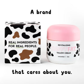 HappyFat balm being applied to hand demonstrating soothing moisture for dry skin