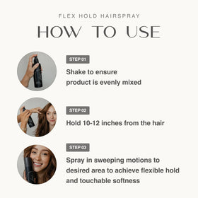 Harmonize Beauty in use styling model showing soft hold and frizz control