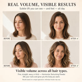 Harmonize Beauty open top view reveals fine powder for easy dosing