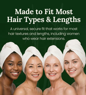 Curly hair after drying with Harmony Weave towel, showing reduced frizz and defined curls