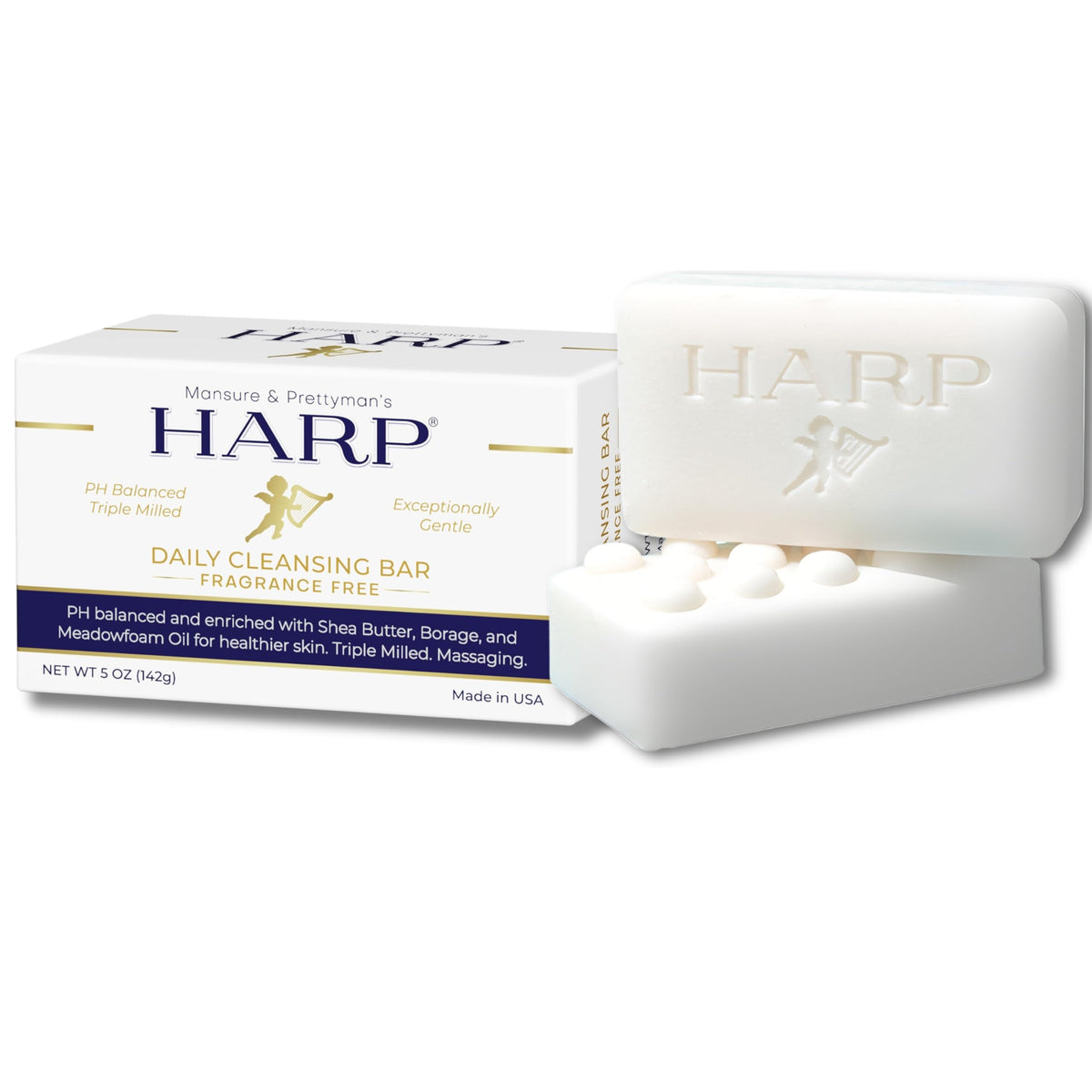 HARP bar front packaging showing fragrance free formula benefits