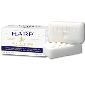 HARP bar front packaging showing fragrance free formula benefits